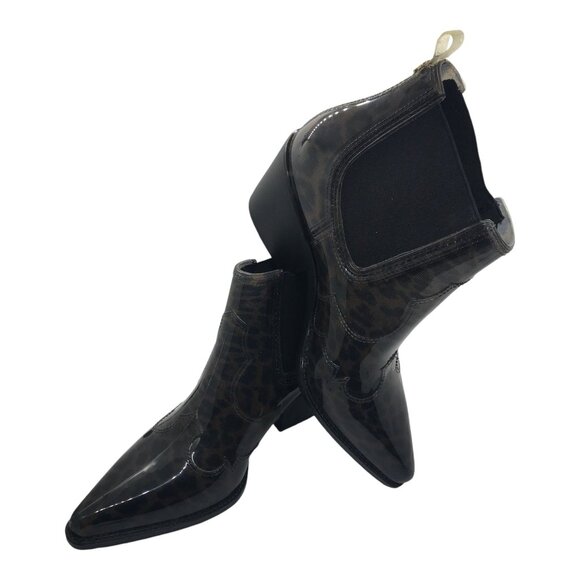 Sam Edelman Shoes - Sam Edelman Black Brown Leopard Pattern Rubber Ankle Boots